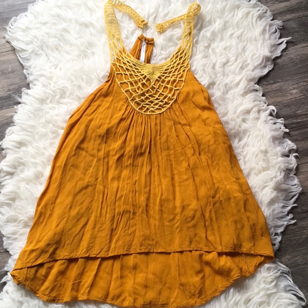 Gorgeous yellow top with crochet details